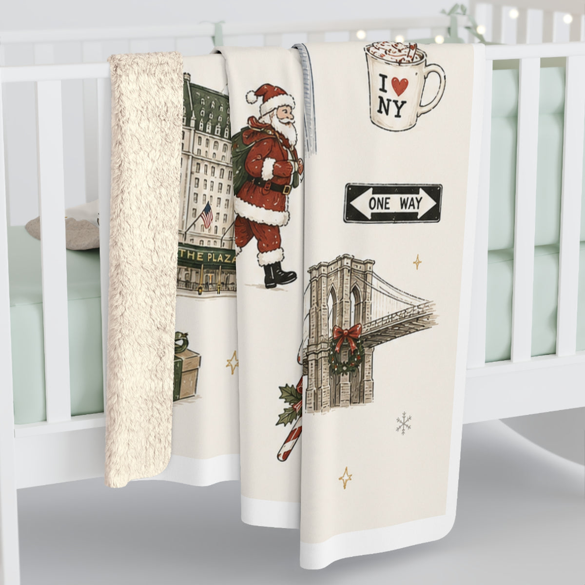 New York Holiday Sherpa Blanket