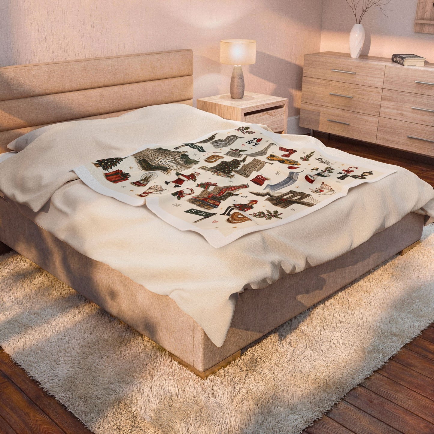 New York Christmas Plush Blanket