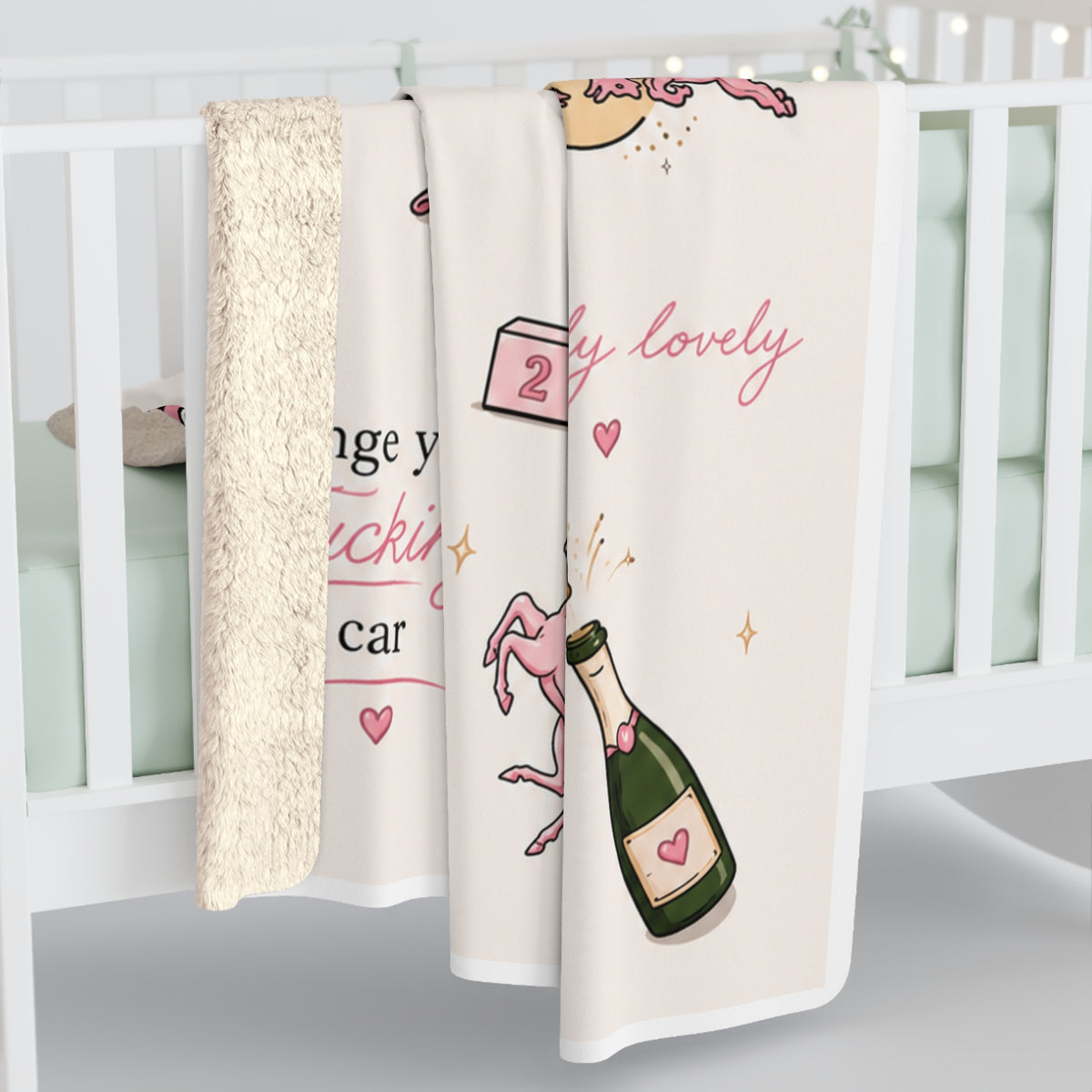Sherpa Blanket — Pink Racing Icons Throw Formula Inspired