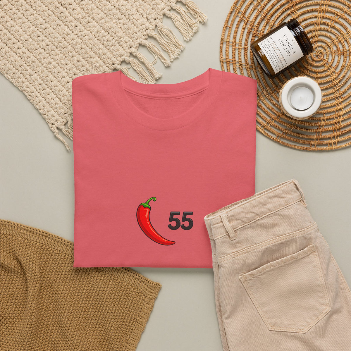 Minimalist Red Chili Pepper '55' Carlos Sainz Inspired Graphic Tee