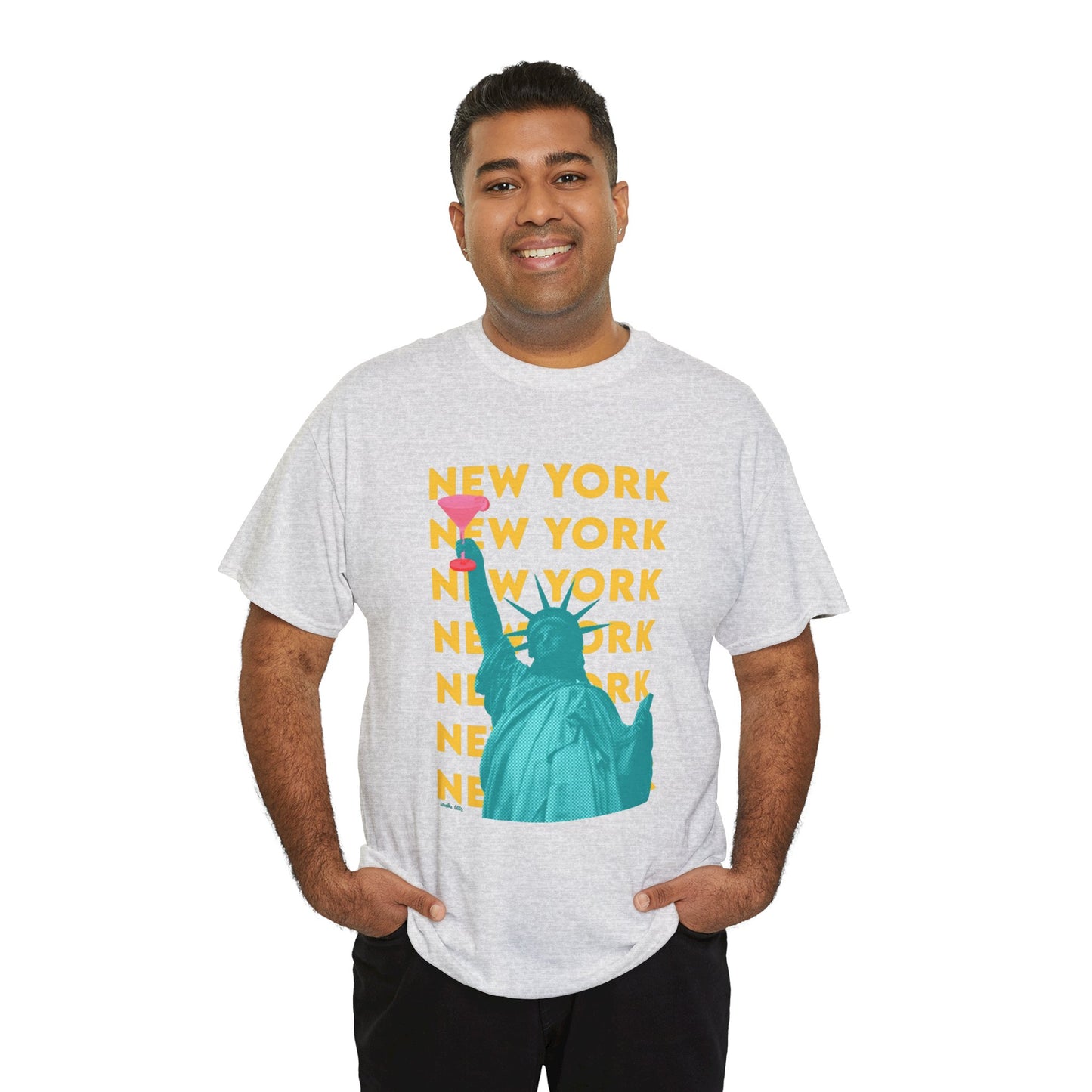 Liberty Statue Pop Art Tee | New York repeat text, Statue of Liberty graphic
