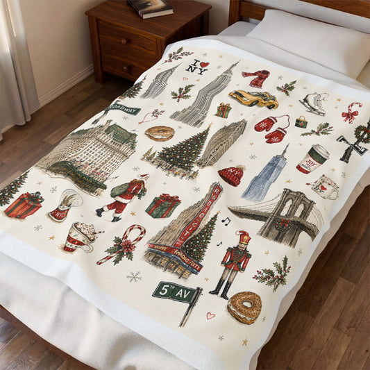 New York Christmas Plush Blanket