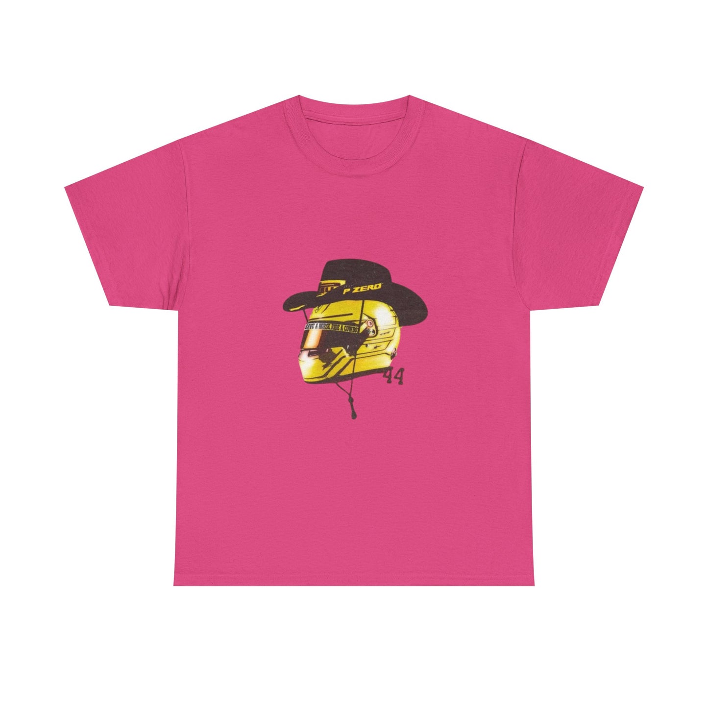 Lewis Hamilton 44 with Cowboy Hat Tee | Motorsport Western Helmet T-Shirt