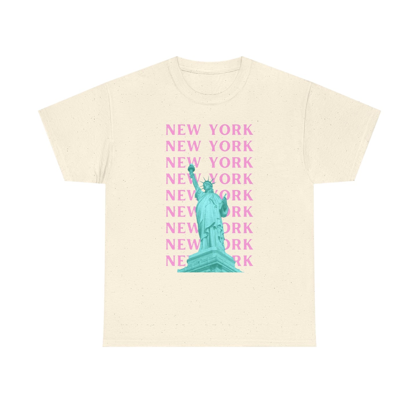 New York Statue of Liberty Tee — Pink Retro City Graphic T‑Shirt