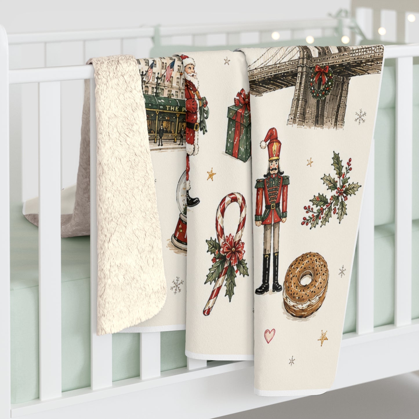 New York Christmas Sherpa Blanket
