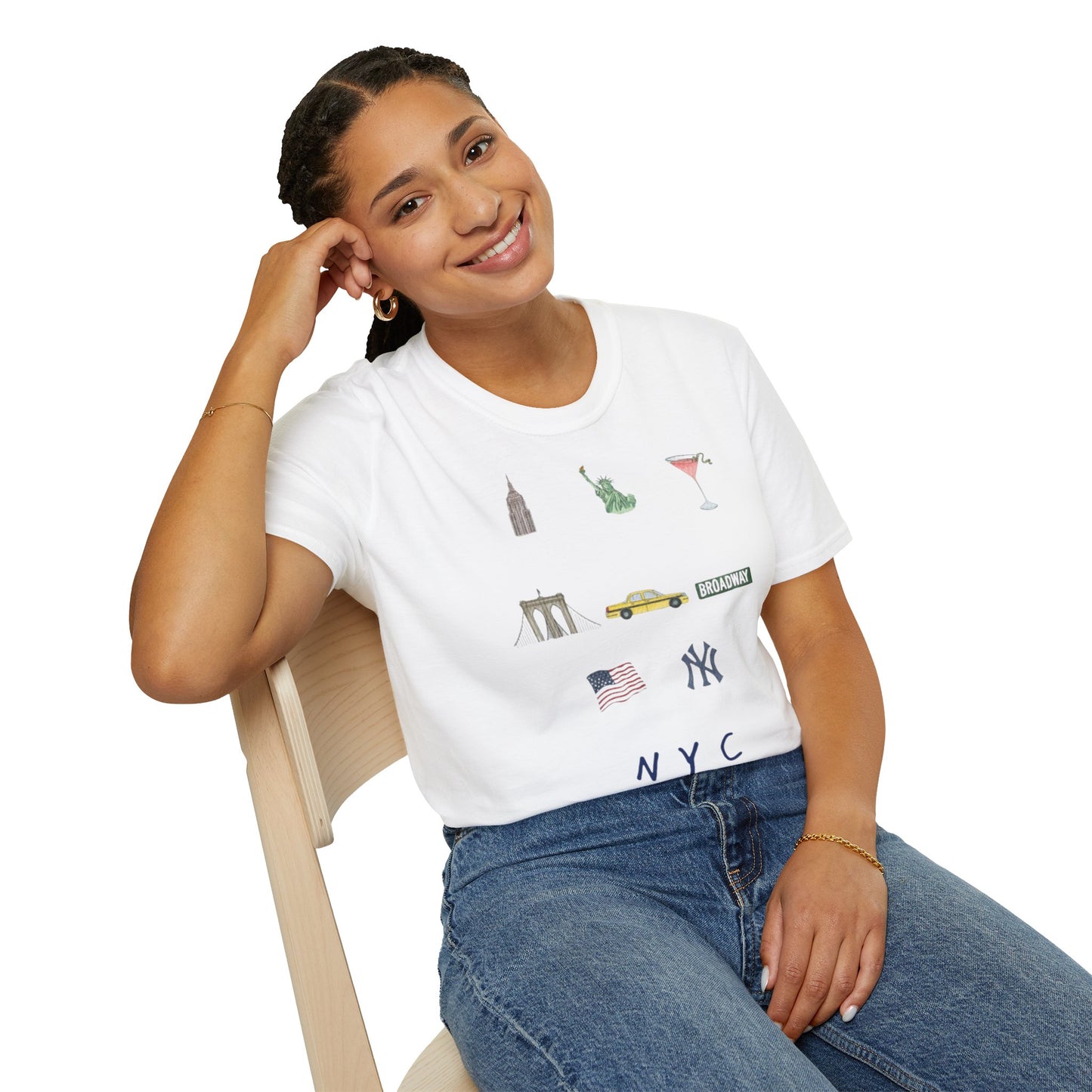 NYC Icons T-Shirt | Statue of Liberty, Taxi, Brooklyn Bridge, Yankees