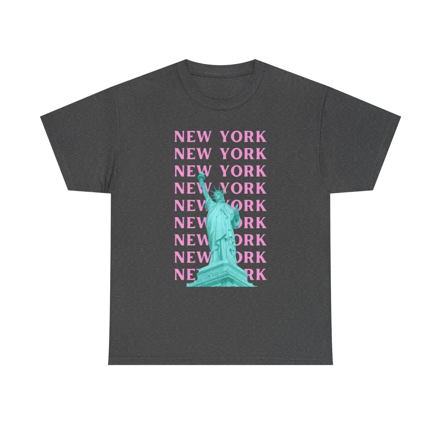 New York Statue of Liberty Tee — Pink Retro City Graphic T‑Shirt