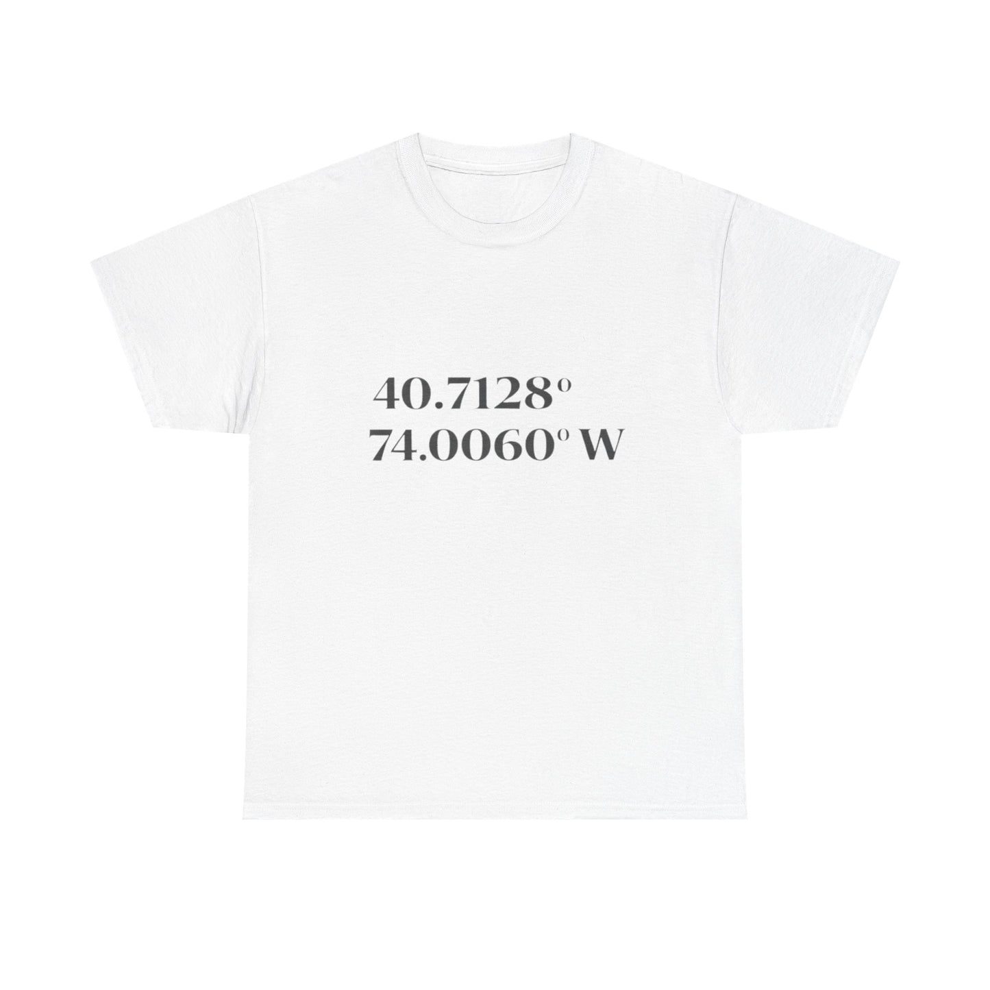 Coordinates Tee — 40.7128 N 74.0060 W Minimalist NYC T-Shirt