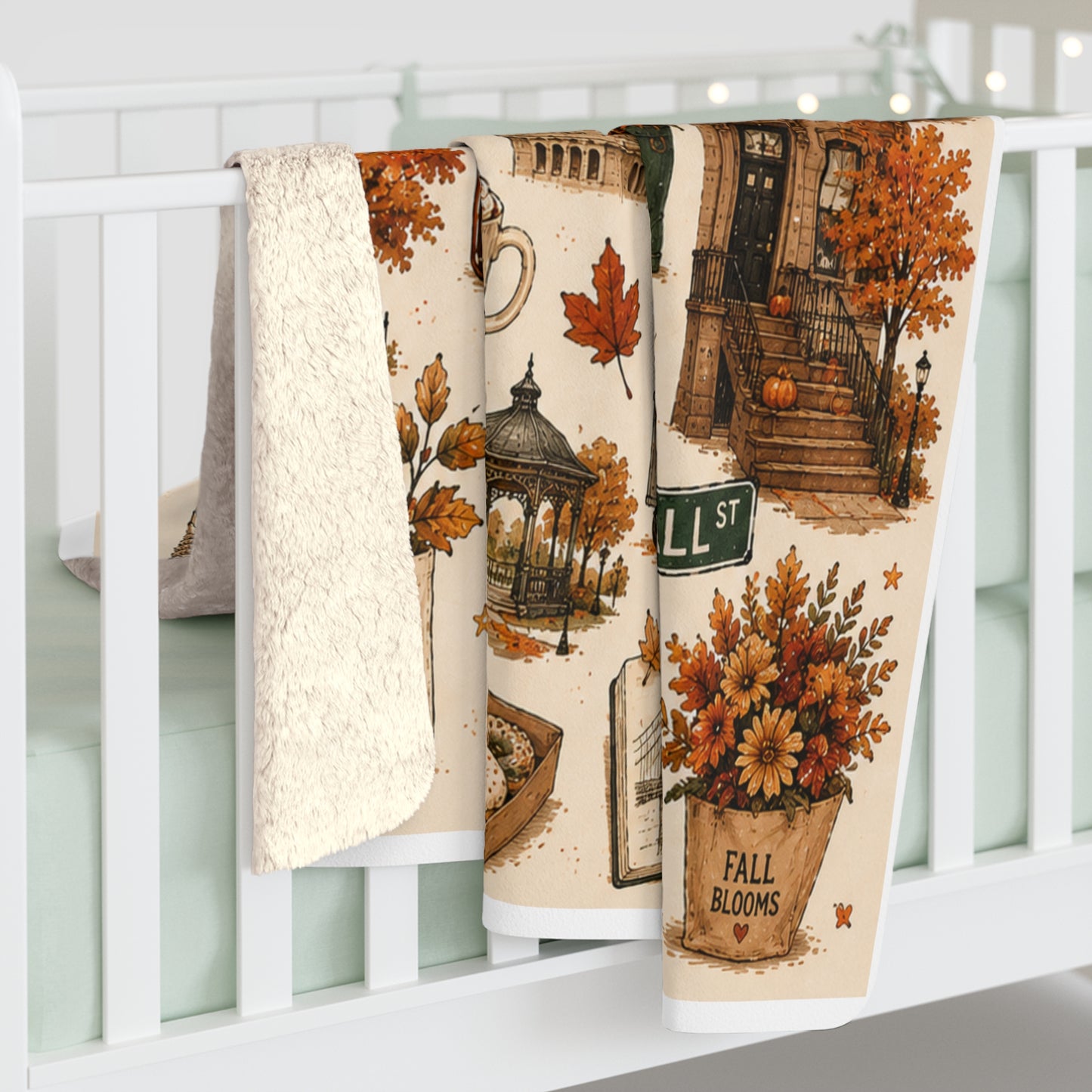 Autumn in New York Sherpa Fleece Blanket