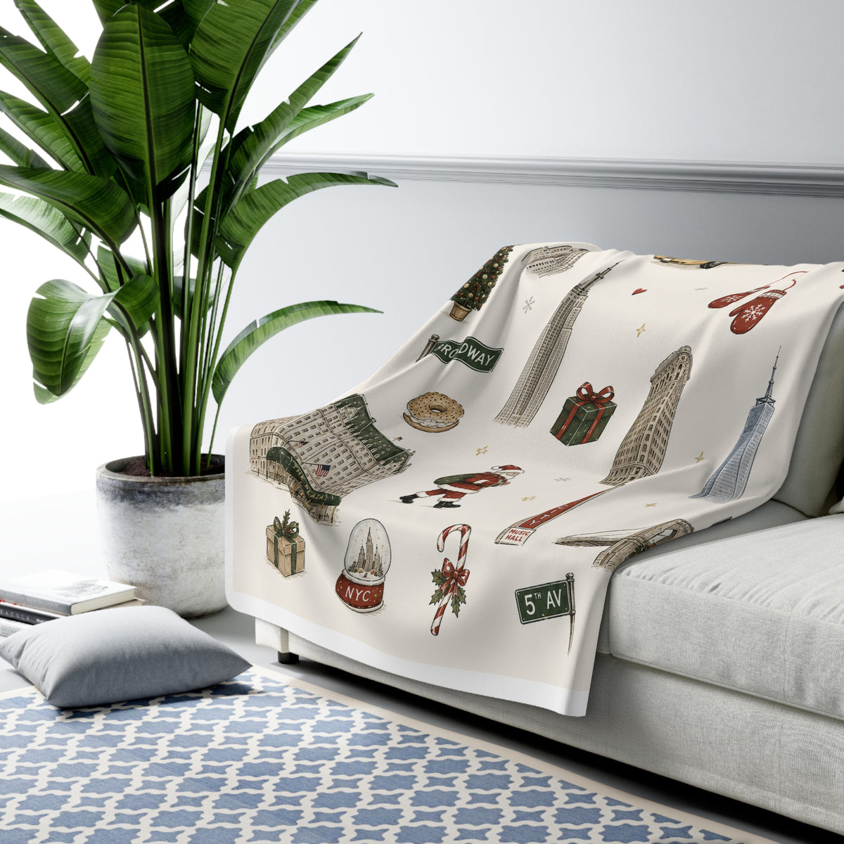 New York Holiday Sherpa Blanket