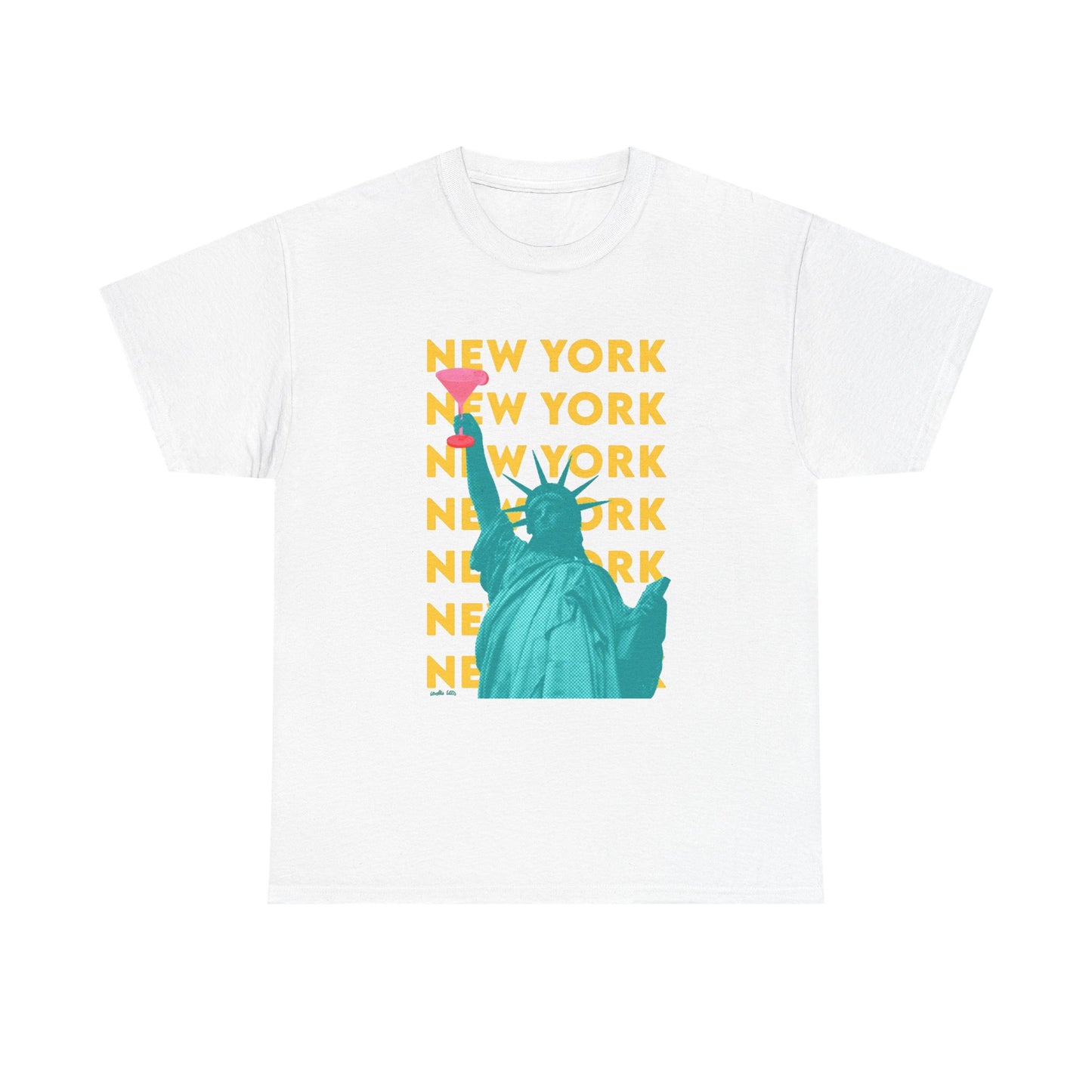 Liberty Statue Pop Art Tee | New York repeat text, Statue of Liberty graphic