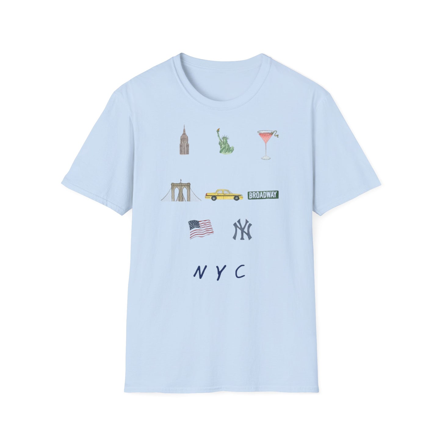 NYC Icons T-Shirt | Statue of Liberty, Taxi, Brooklyn Bridge, Yankees
