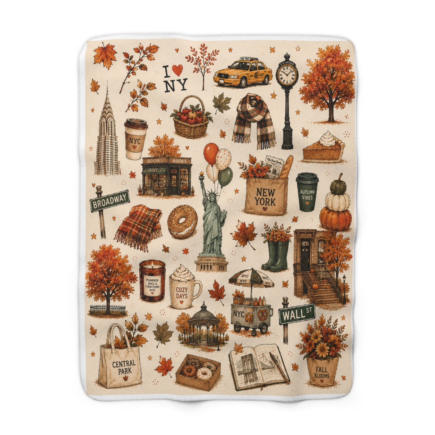 Autumn in New York Sherpa Fleece Blanket