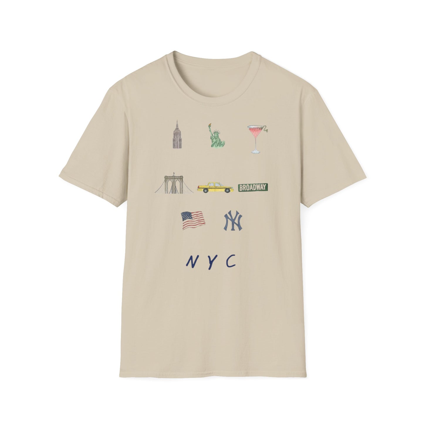 NYC Icons T-Shirt | Statue of Liberty, Taxi, Brooklyn Bridge, Yankees