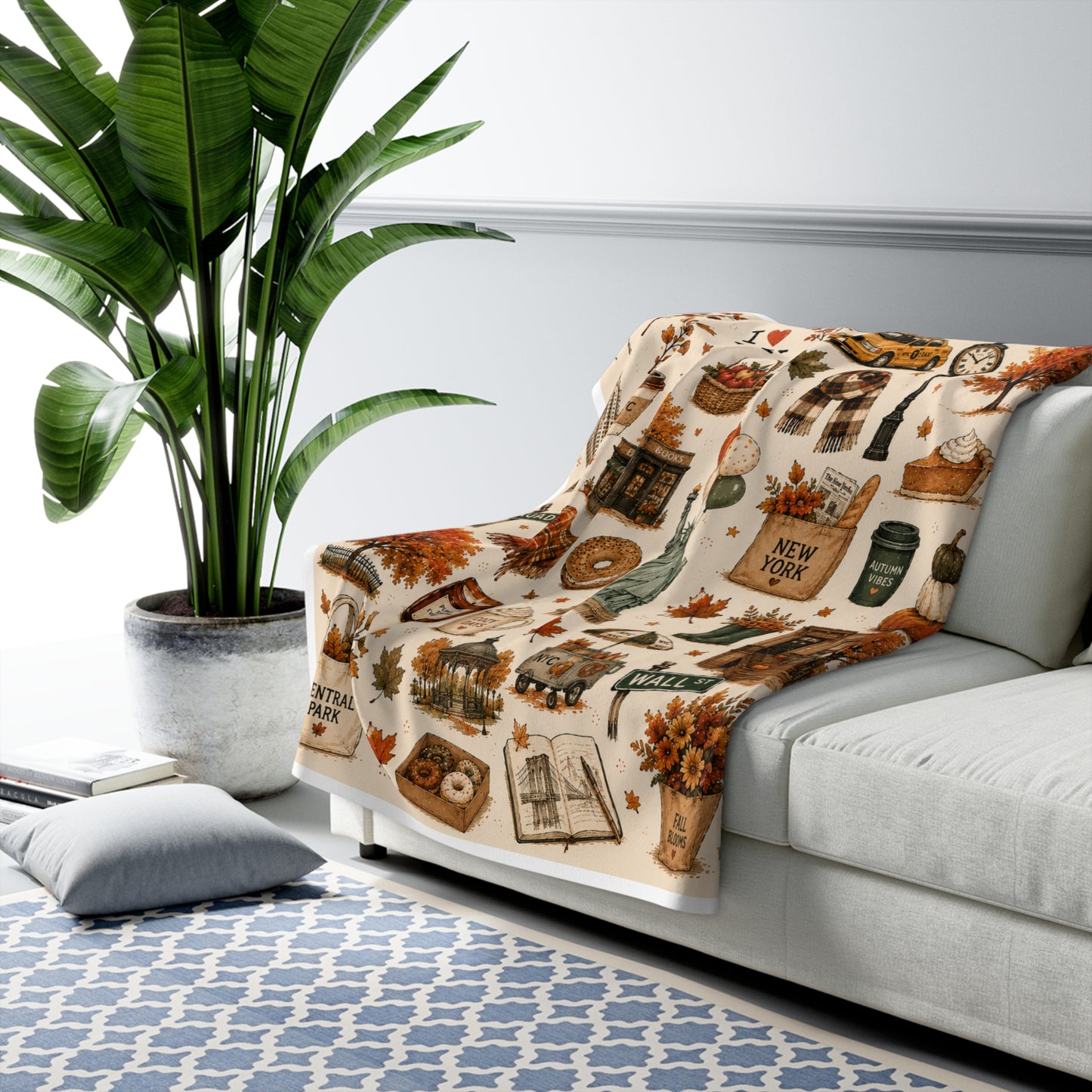 Autumn in New York Sherpa Fleece Blanket