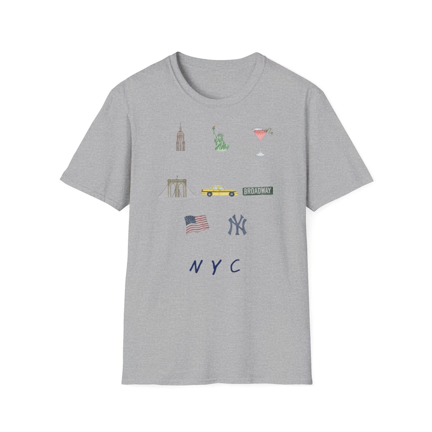NYC Icons T-Shirt | Statue of Liberty, Taxi, Brooklyn Bridge, Yankees