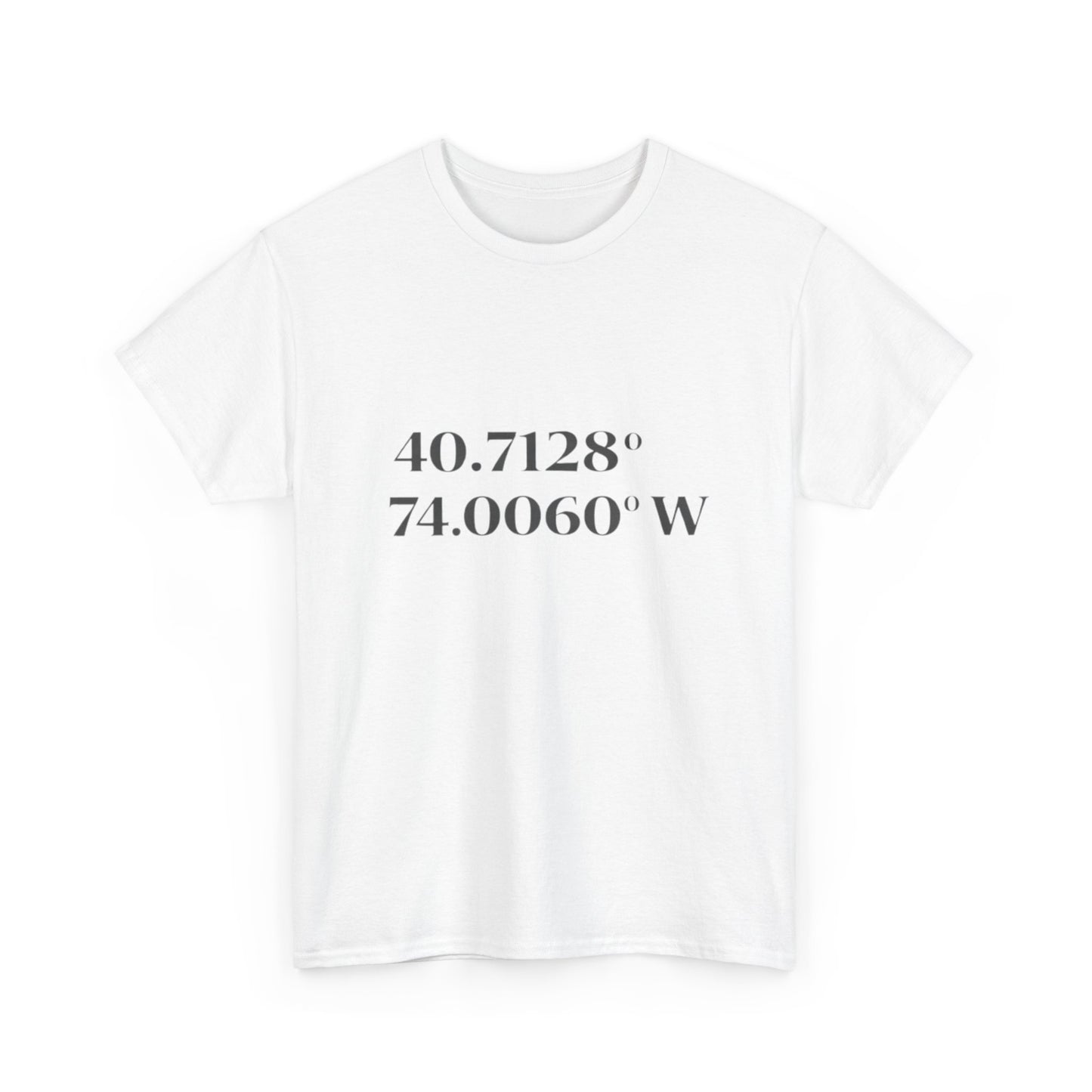 Coordinates Tee — 40.7128 N 74.0060 W Minimalist NYC T-Shirt