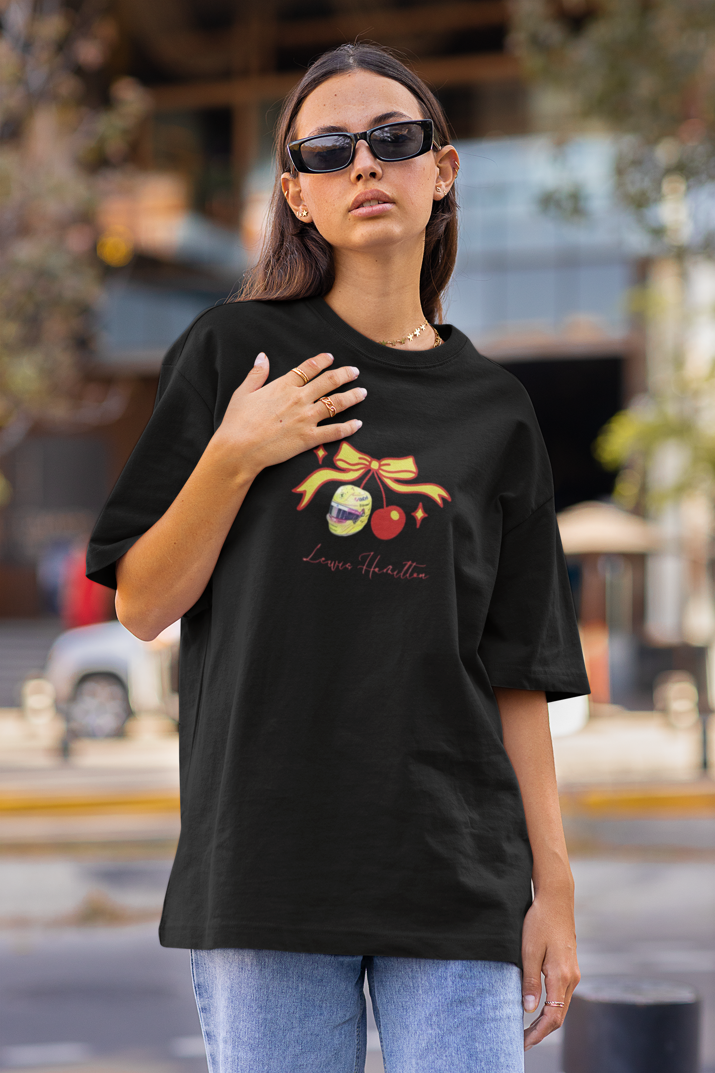Lewis Hamilton Ribbon Ornament Tee | Cute Glass Baubles Illustration