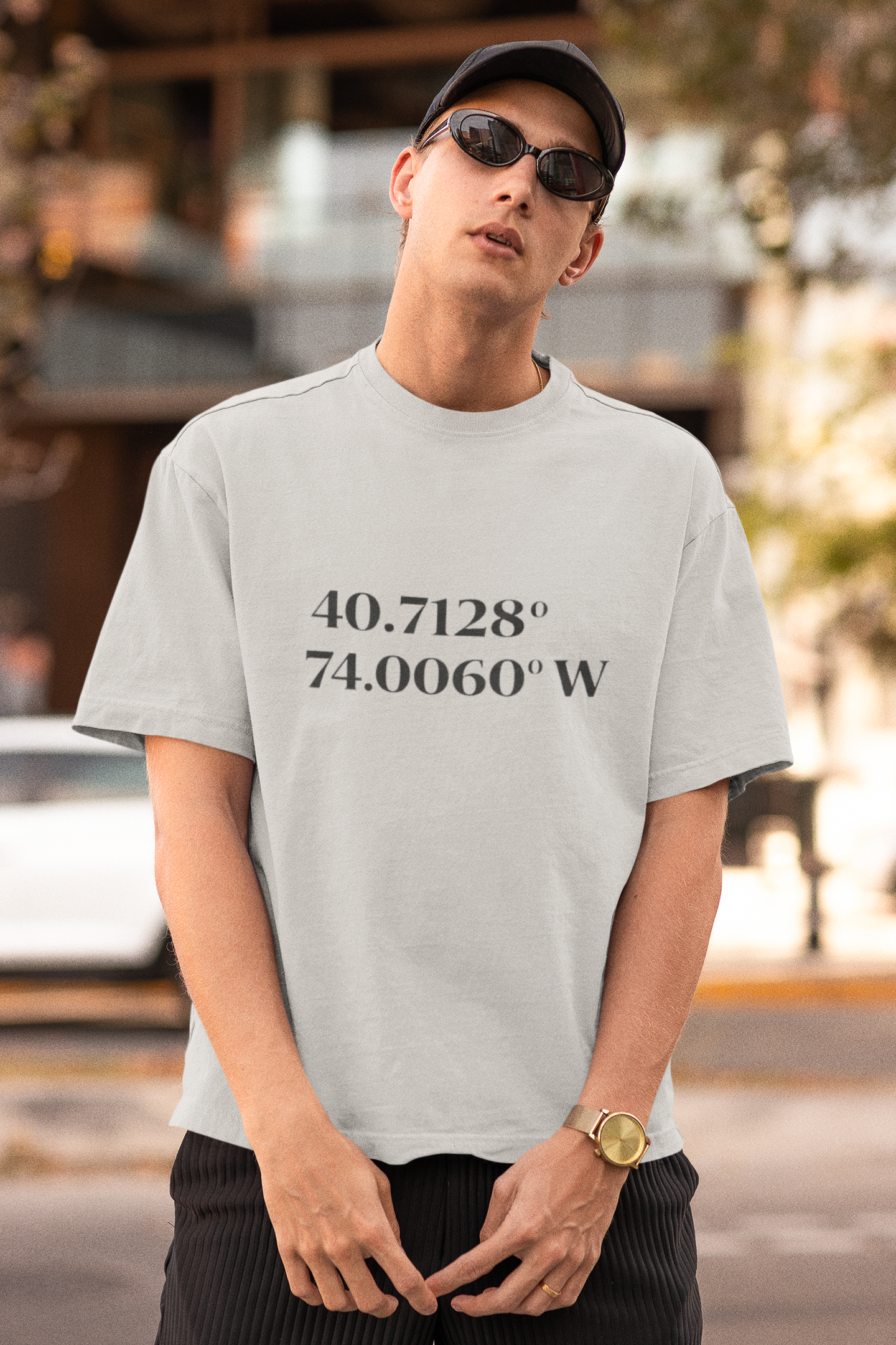 Coordinates Tee — 40.7128 N 74.0060 W Minimalist NYC T-Shirt