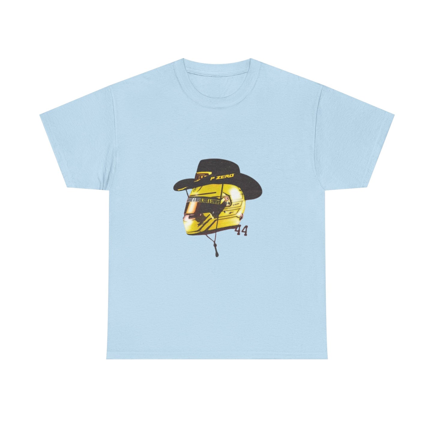 Lewis Hamilton 44 with Cowboy Hat Tee | Motorsport Western Helmet T-Shirt
