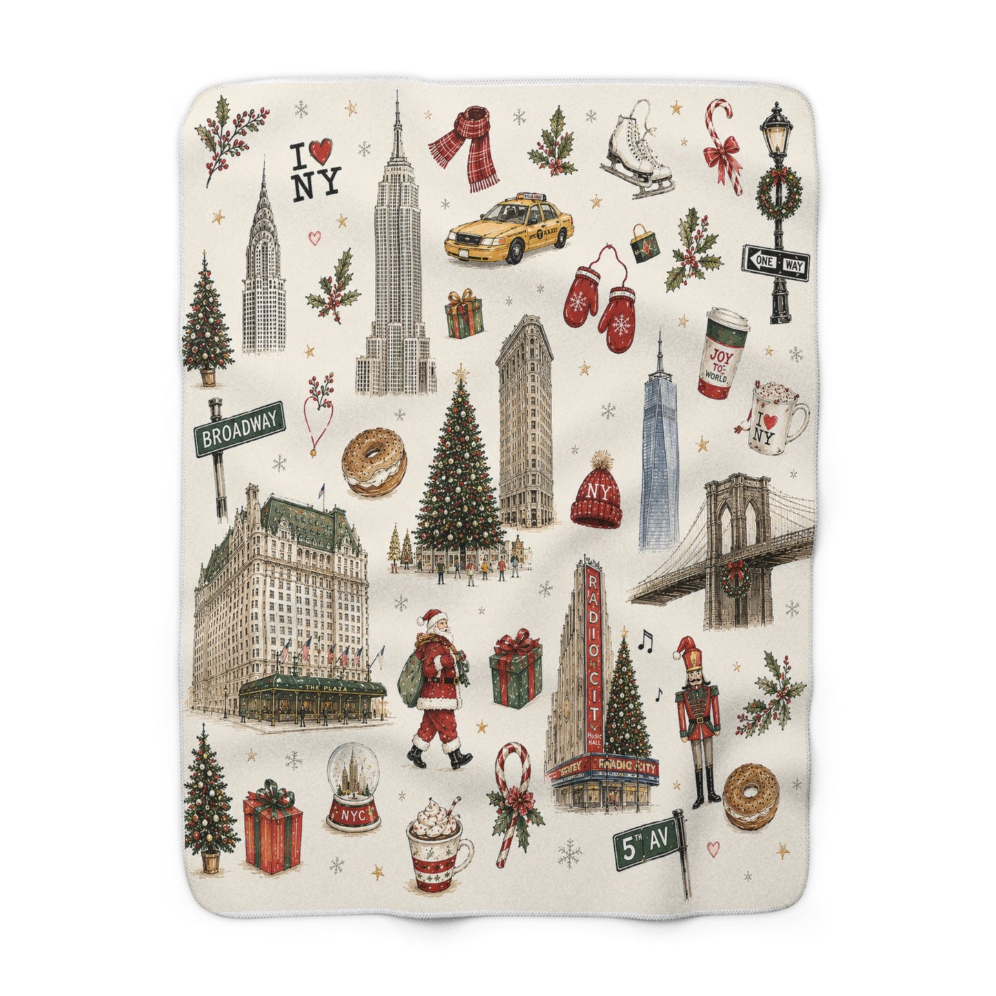New York Christmas Sherpa Blanket