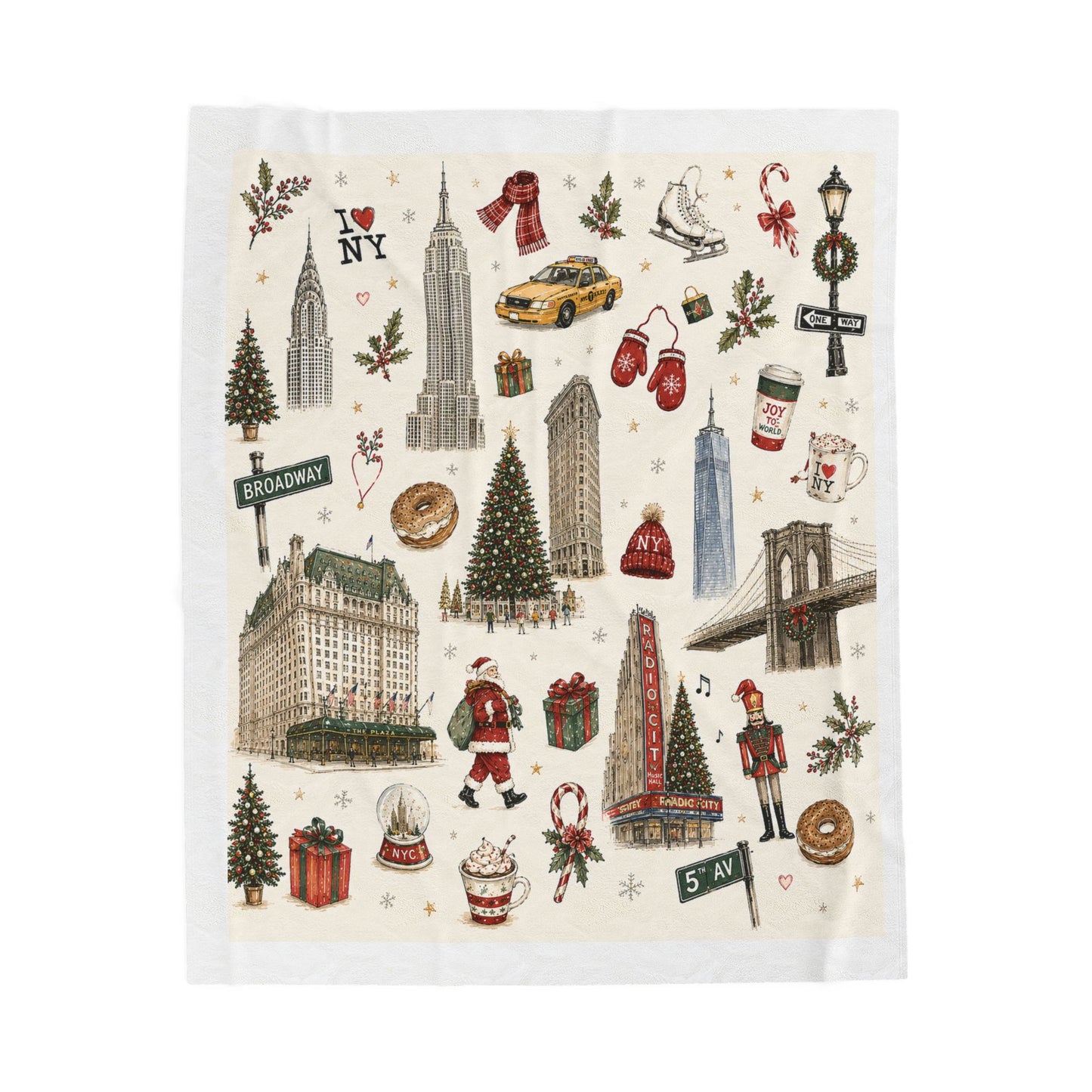 New York Christmas Plush Blanket