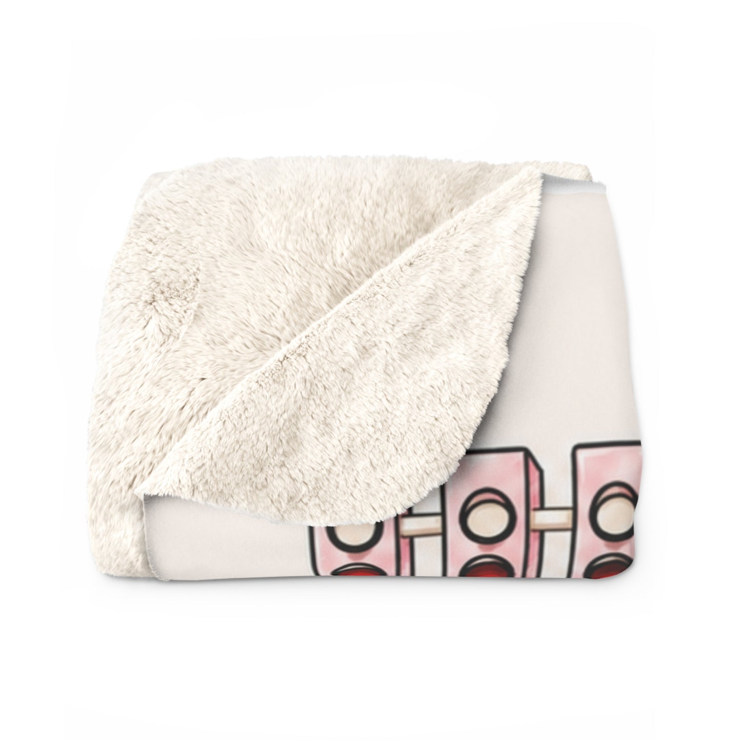 Sherpa Blanket — Pink Racing Icons Throw Formula Inspired (helmets, checkered flag, champagne)