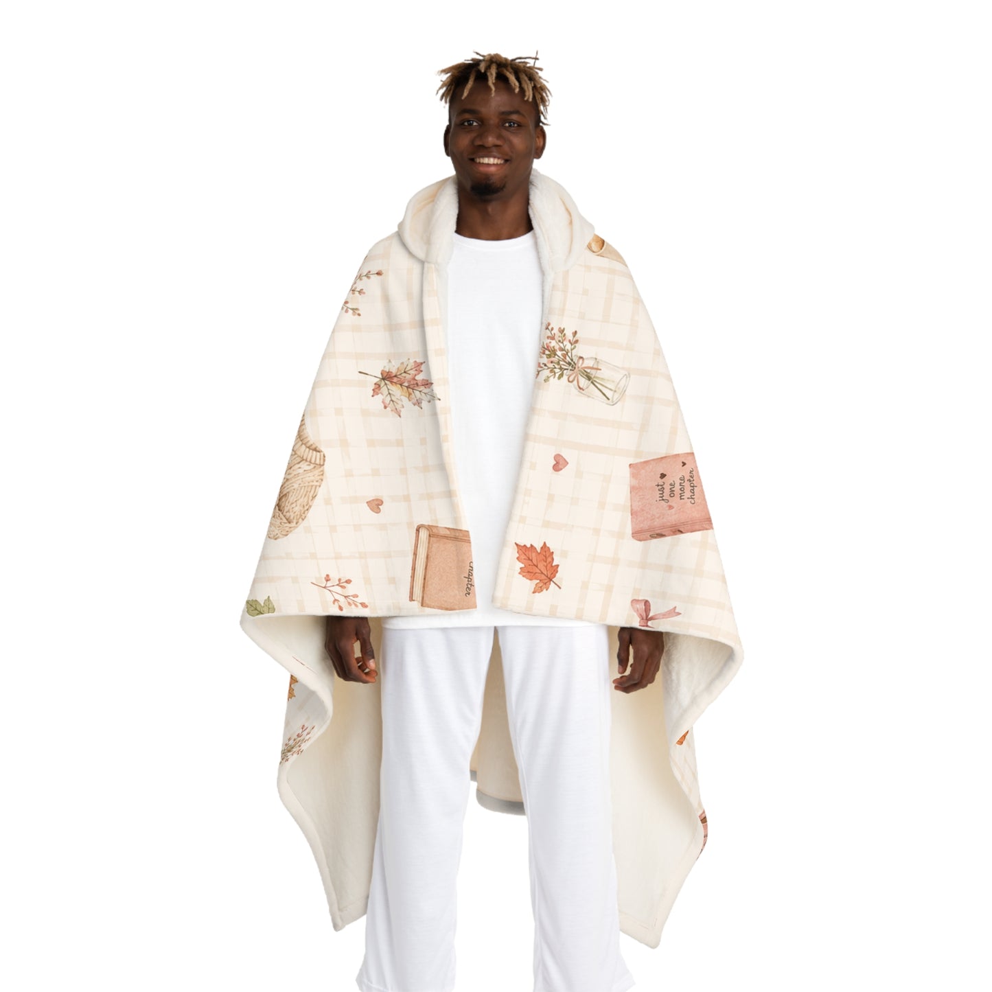 Hooded Sherpa Blanket – Cozy Autumn Coffee & Pumpkin Fleece Throw