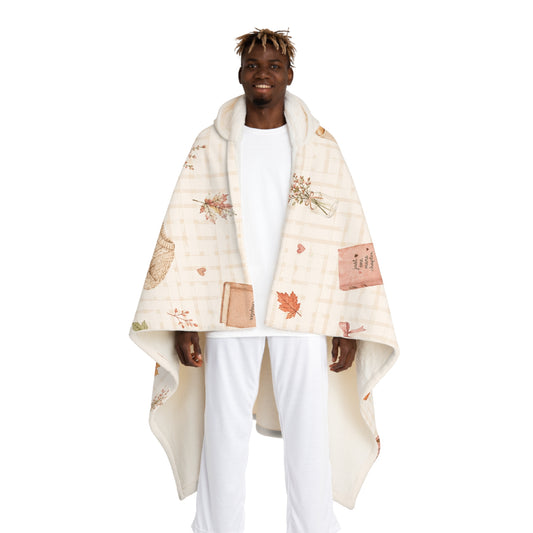 Hooded Sherpa Blanket – Cozy Autumn Coffee & Pumpkin Fleece Throw