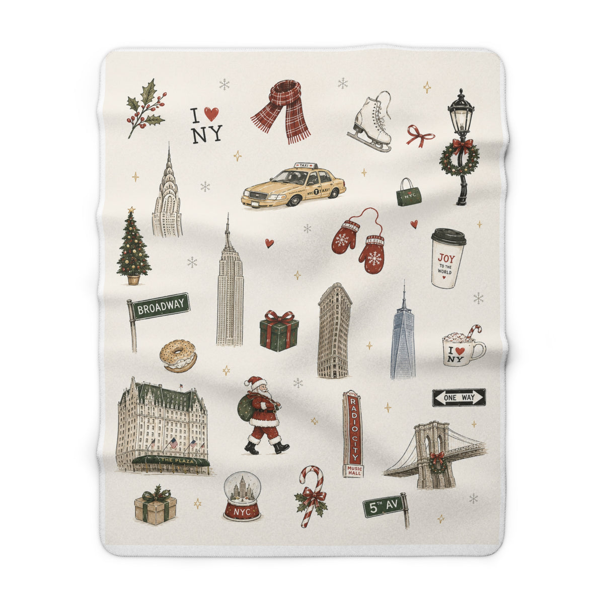 New York Holiday Sherpa Blanket