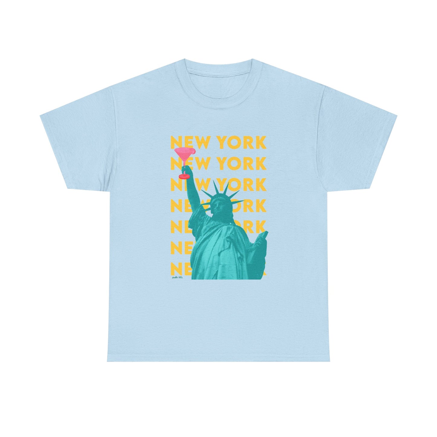 Liberty Statue Pop Art Tee | New York repeat text, Statue of Liberty graphic