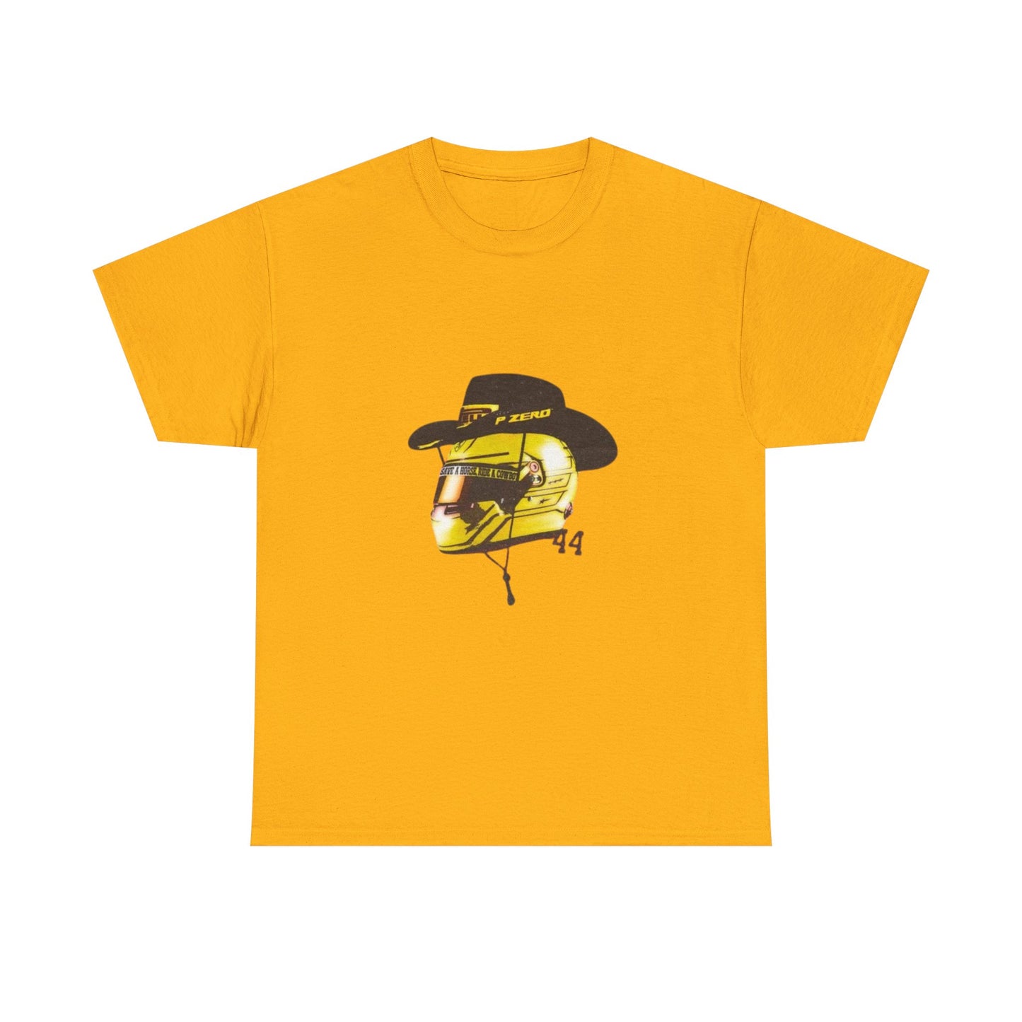 Lewis Hamilton 44 with Cowboy Hat Tee | Motorsport Western Helmet T-Shirt